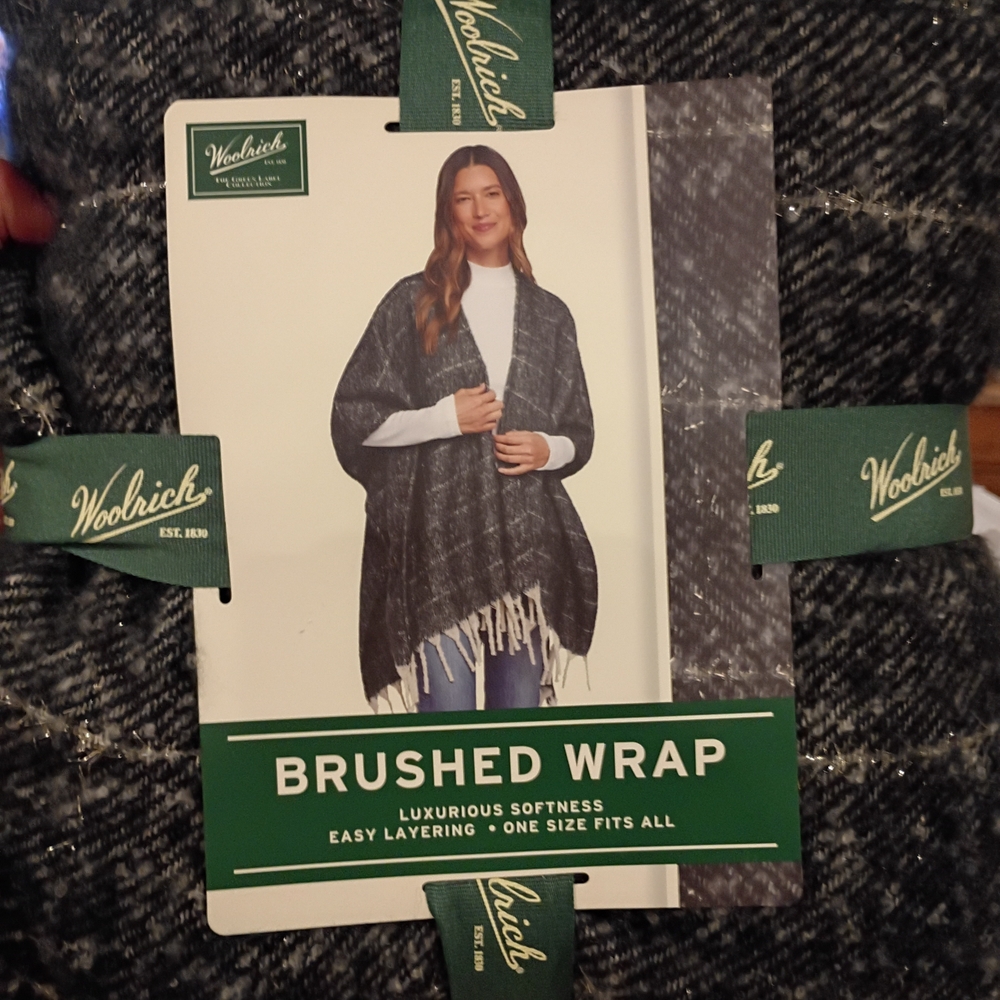 Plaid Woolrich Brushed Wrap, One Size Fits All.